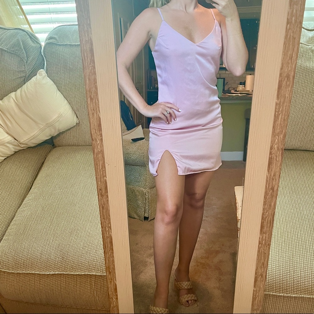 Pink Satin Mini Dress